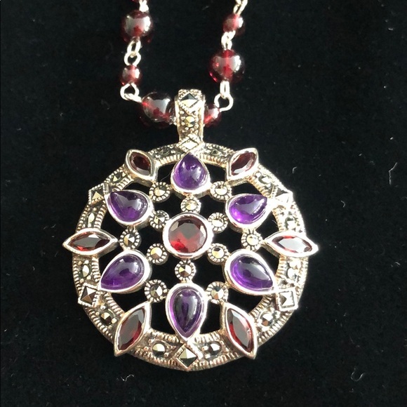Suspicion Jewelry - Sterling marcasite gemstone enhancer on B necklace
